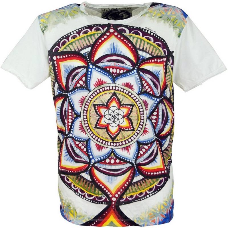 Guru-Shop T-Shirt Mirror T-Shirt - Mandala weiß Goa Style, Festival, alternative Bekleidung von Guru-Shop