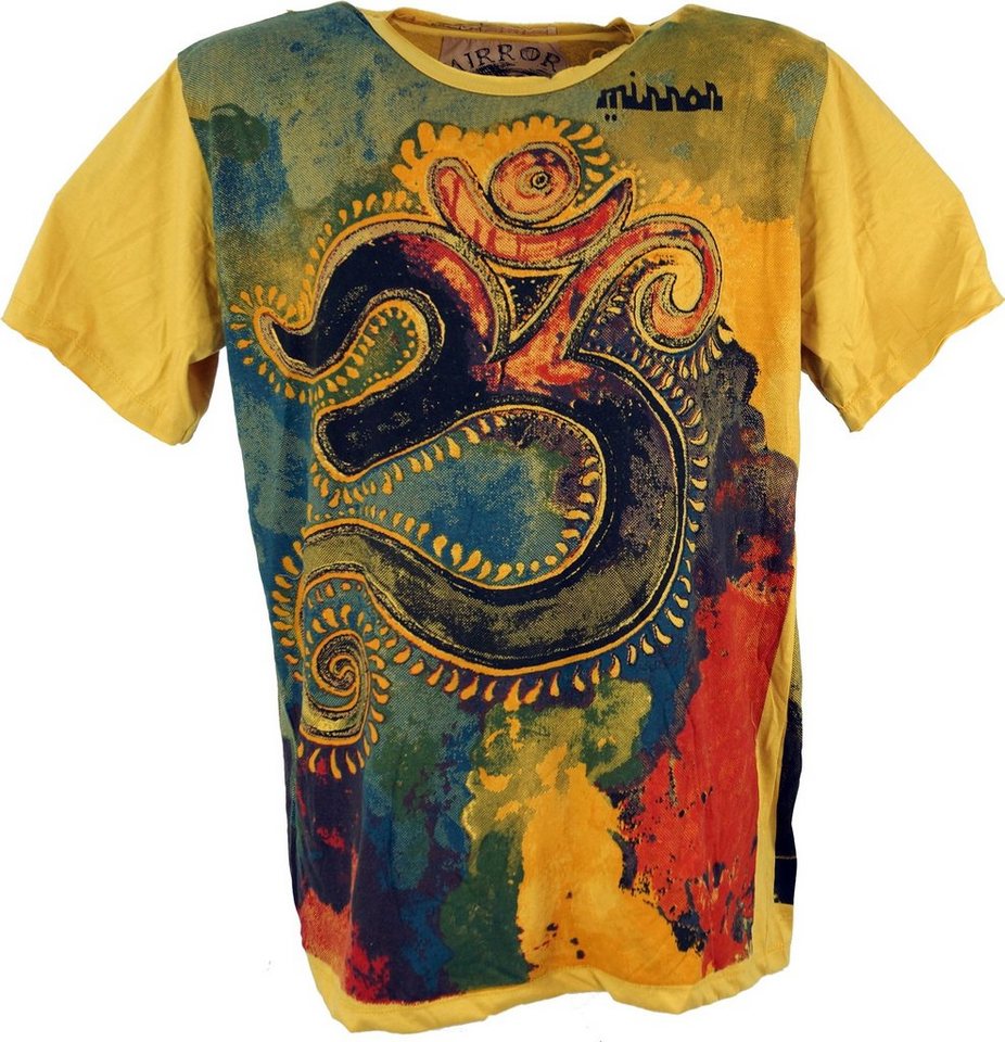 Guru-Shop T-Shirt Mirror T-Shirt - OM gelb Goa Style, Festival, alternative Bekleidung von Guru-Shop