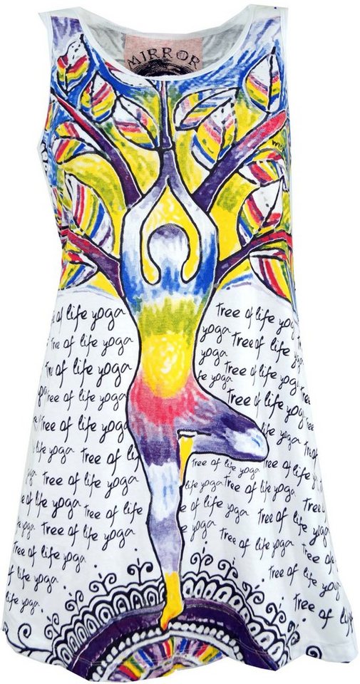 Guru-Shop T-Shirt Mirror Top, Longshirt, Minikleid - Yoga weiß alternative Bekleidung, Festival, Goa Style von Guru-Shop