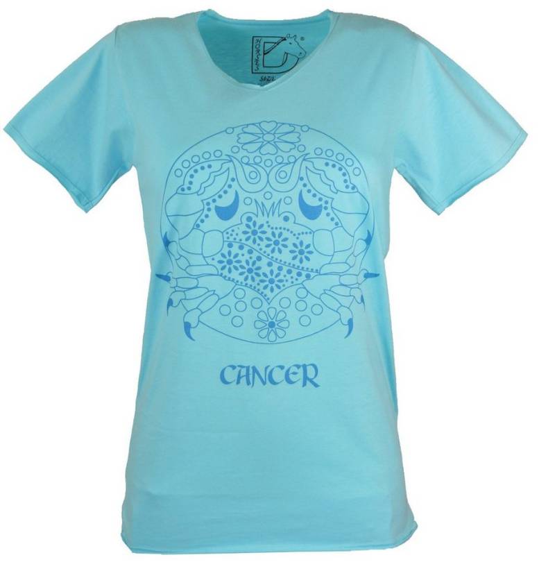 Guru-Shop T-Shirt Sternzeichen T-Shirt `Krebs` - türkis alternative Bekleidung Guru-Shop T-Shirt Sternzeichen T-Shirt `Krebs` - türkis alternative Bekleidung von Guru-Shop