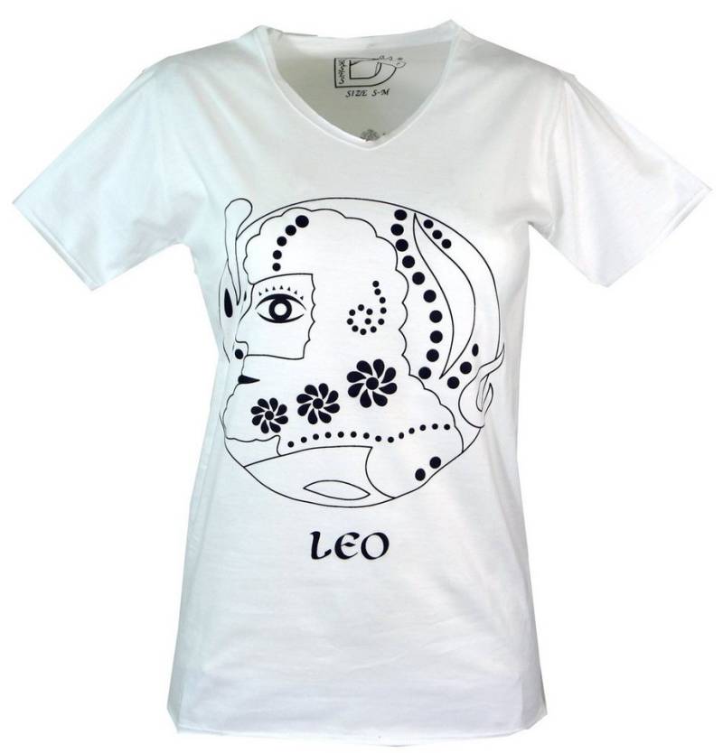 Guru-Shop T-Shirt Sternzeichen T-Shirt `Löwe` - weiß alternative Bekleidung von Guru-Shop