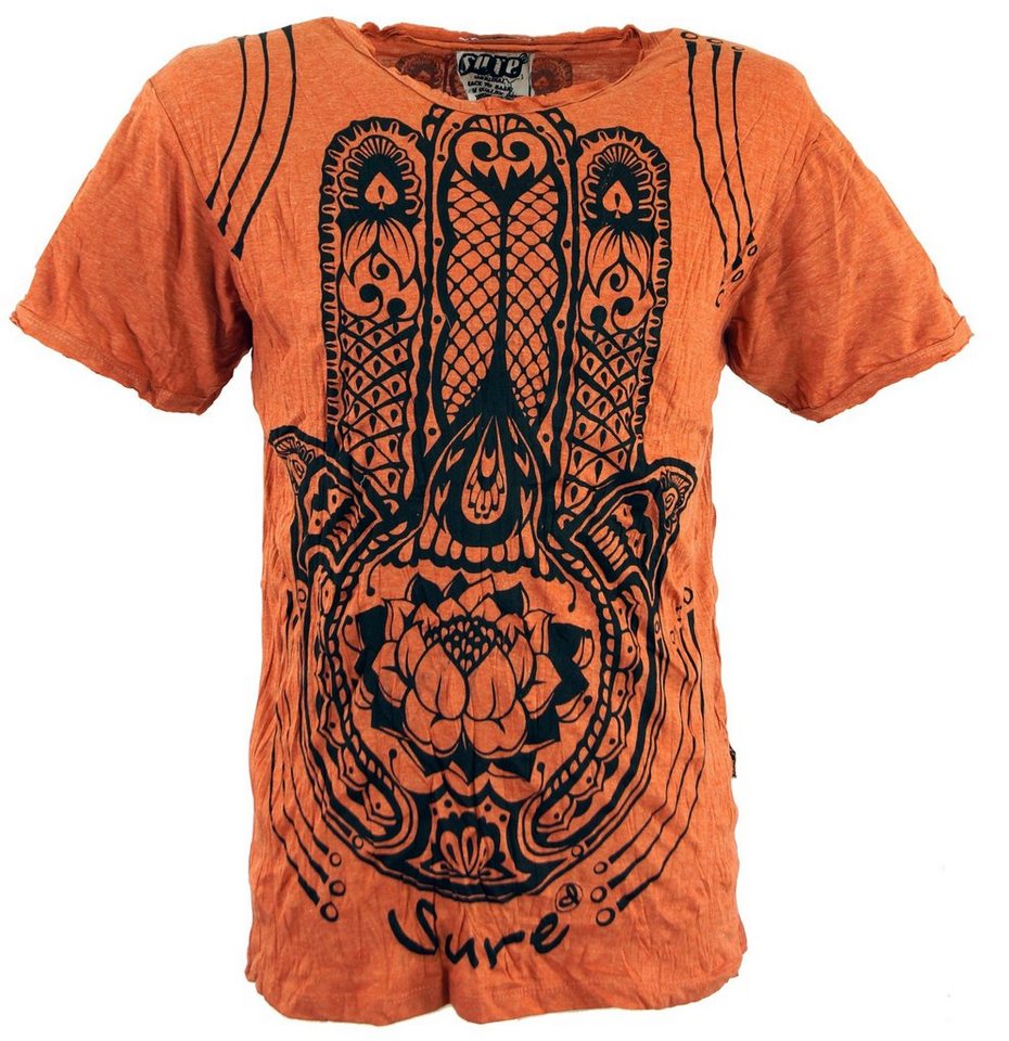 Guru-Shop T-Shirt Sure Herren T-Shirt Fatimas Hand - rostorange Goa Style, Festival, alternative Bekleidung Guru-Shop T-Shirt Sure Herren T-Shirt Fatimas Hand - rostorange Goa Style, Festival, alternative Bekleidung von Guru-Shop