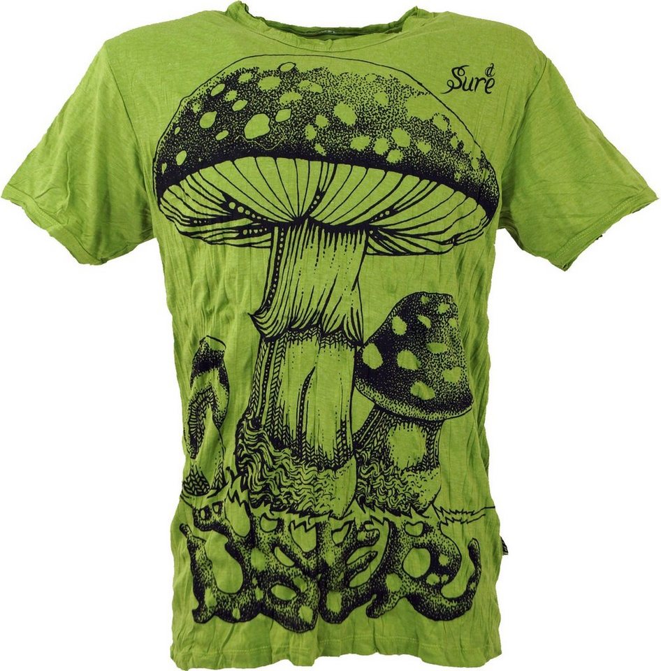 Guru-Shop T-Shirt Sure Herren T-Shirt Fliegenpilz - lemon Goa Style, Festival, alternative Bekleidung von Guru-Shop
