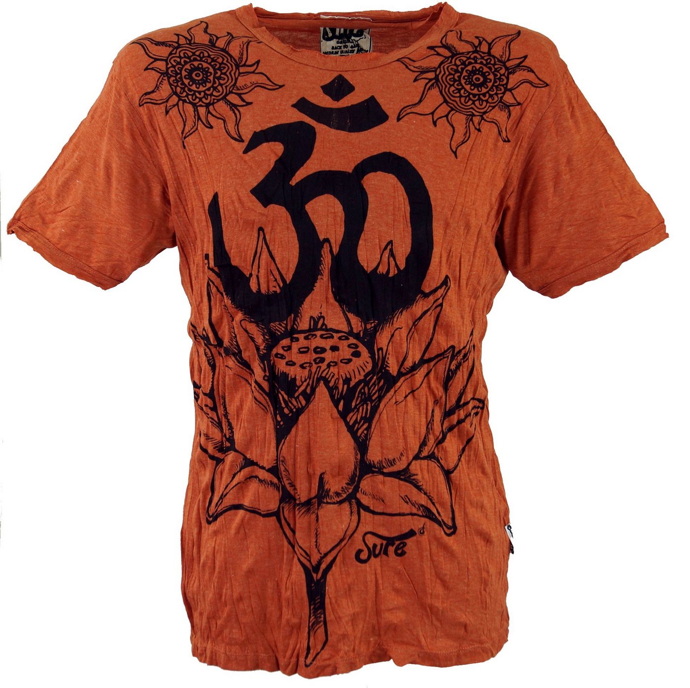 Guru-Shop T-Shirt Sure Herren T-Shirt Lotus OM - rostorange Goa Style, Festival, alternative Bekleidung Guru-Shop T-Shirt Sure Herren T-Shirt Lotus OM - rostorange Goa Style, Festival, alternative Bekleidung von Guru-Shop
