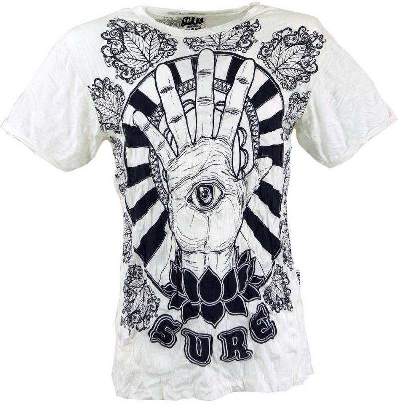 Guru-Shop T-Shirt Sure Herren T-Shirt Magic Eye - weiß Goa Style, Festival, alternative Bekleidung von Guru-Shop