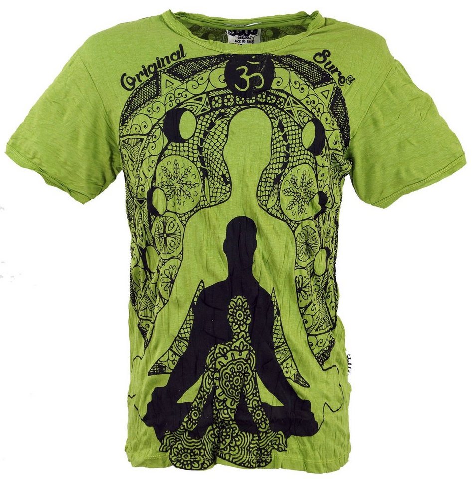 Guru-Shop T-Shirt Sure Herren T-Shirt Meditation Buddha - lemon Goa Style, Festival, alternative Bekleidung von Guru-Shop