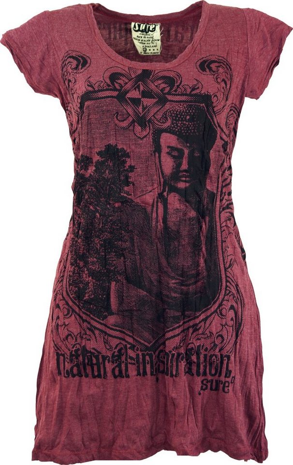 Guru-Shop T-Shirt Sure Long Shirt, Minikleid Bodhi Baum Buddha -.. Festival, Goa Style, alternative Bekleidung von Guru-Shop