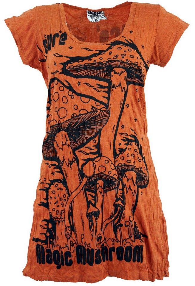 Guru-Shop T-Shirt Sure Long Shirt, Minikleid Magic Mushroom -.. Goa Style, alternative Bekleidung, Festival von Guru-Shop