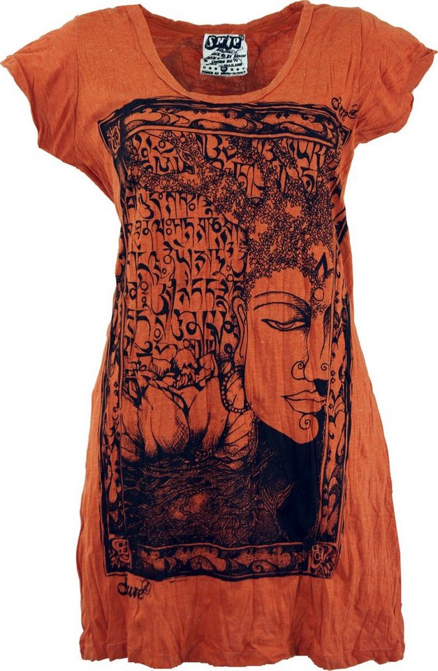 Guru-Shop T-Shirt Sure Long Shirt, Minikleid Mantra Buddha -.. Festival, Goa Style, alternative Bekleidung von Guru-Shop