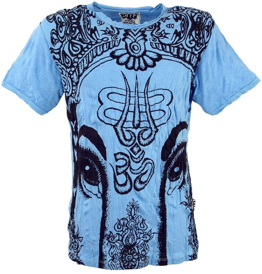 Guru-Shop T-Shirt Sure Herren T-Shirt Ganesh - hellblau Goa Style, Festival, alternative Bekleidung von Guru-Shop