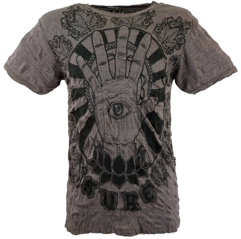 Guru-Shop T-Shirt Sure Herren T-Shirt Magic Eye - taupe Goa Style, Festival, alternative Bekleidung von Guru-Shop