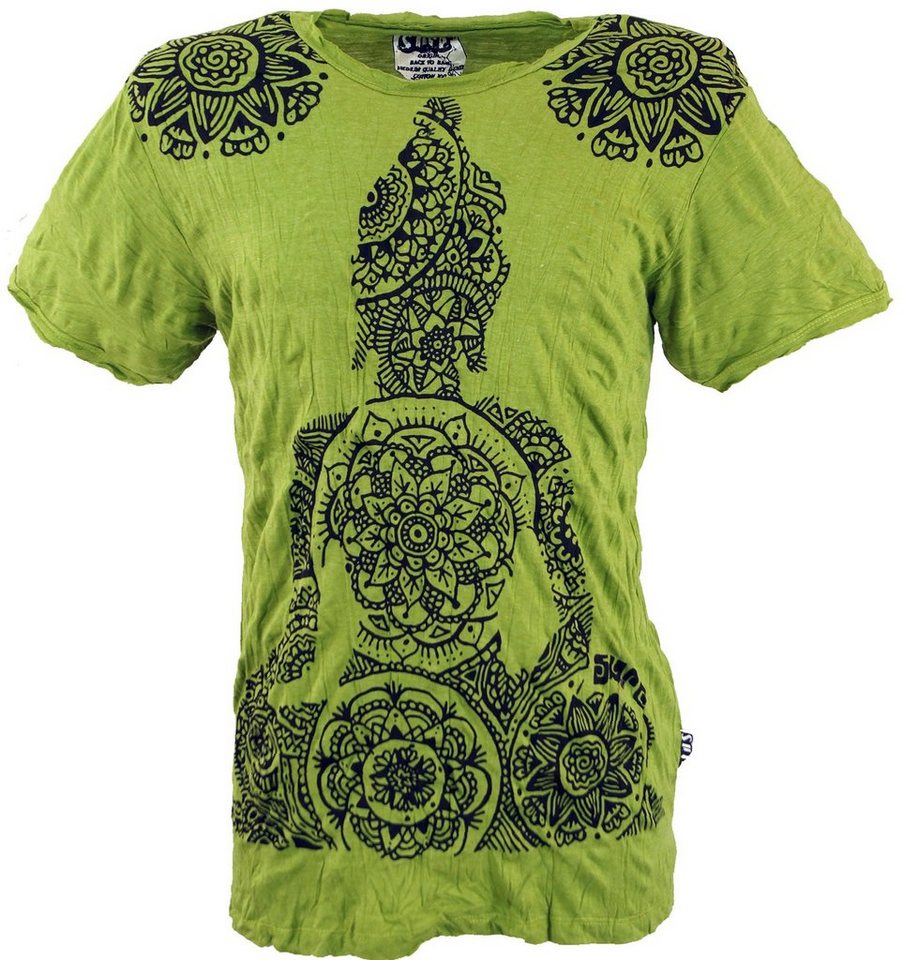 Guru-Shop T-Shirt Sure Herren T-Shirt Mandala Buddha - lemon Festival, alternative Bekleidung, Goa Style von Guru-Shop