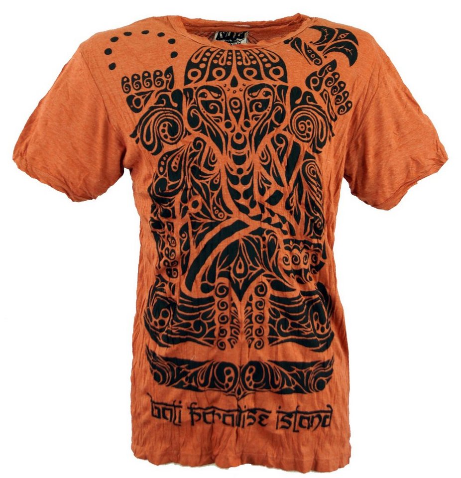 Guru-Shop T-Shirt Sure Herren T-Shirt Tribal Ganesha - rostorange Goa Style, Festival, alternative Bekleidung von Guru-Shop