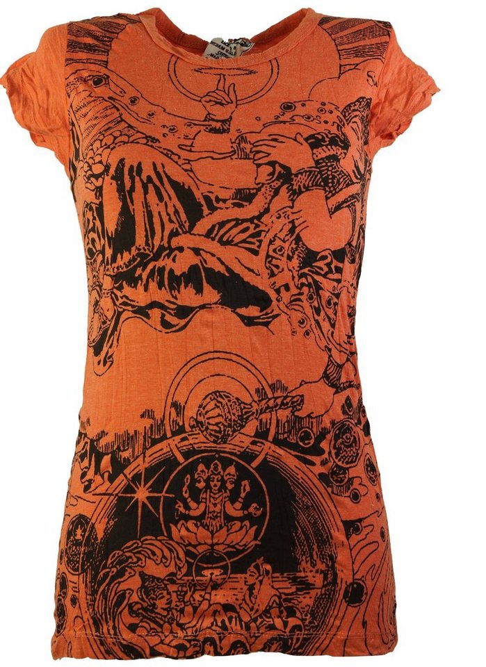 Guru-Shop T-Shirt Sure T-Shirt Univers - orange Festival, Goa Style, alternative Bekleidung von Guru-Shop
