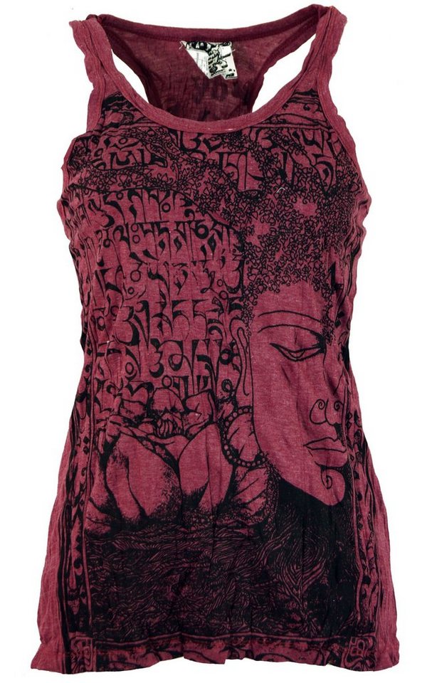 Guru-Shop T-Shirt Sure Tank Top Buddha - bordeaux Festival, Goa Style, alternative Bekleidung von Guru-Shop