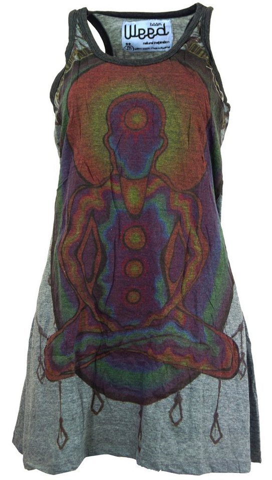 Guru-Shop T-Shirt Weed Top, Longshirt, Minikleid Chakra Yogi -.. Festival, Goa Style, alternative Bekleidung von Guru-Shop