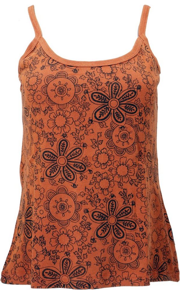 Guru-Shop T-Shirt Yoga Top Blümchen, Boho stonewashTop, Goastyle.. Festival, Ethno Style, alternative Bekleidung von Guru-Shop