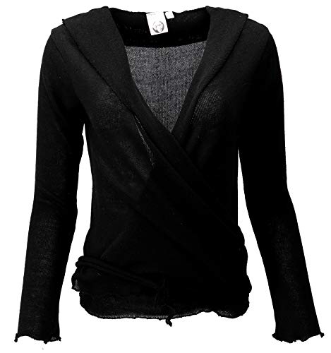 GURU SHOP Wickelshirt, Baumwollstrick Pullover, Wickeljacke, Schwarz, Baumwolle, Size:L (40) von GURU SHOP