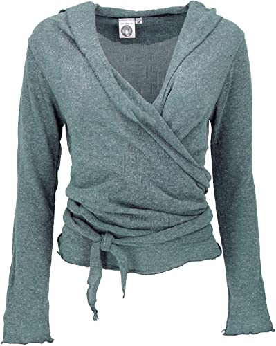 GURU SHOP Wickelshirt, Baumwollstrick Pullover, Wickeljacke, Taubenblau, Baumwolle, Size:S (36) von GURU SHOP