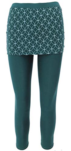 GURU SHOP Yoga-Hose, Leggings mit Minirock aus Bio-Baumwolle Flower of Life, Emerald, Size:XL (42) von GURU SHOP