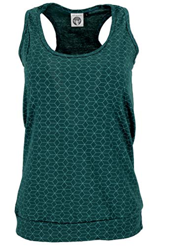 GURU SHOP Yoga Shirt Baumwolle, Tank Top Flower of Life, Petrol, Size:S (34) von GURU SHOP