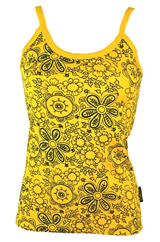 GURU SHOP Yoga Top Blümchen, Gelb, Baumwolle, Size:S/M (36) von GURU SHOP