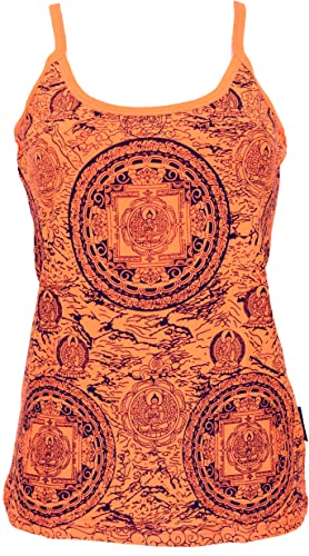 GURU SHOP Yoga Top Mandala, StonewashTop, Goastyle Sommertop, Orange, Baumwolle, Size:M/L (40) von GURU SHOP