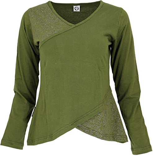 GURU SHOP Langarmshirt -chic, Grün, Baumwolle, Size:L (40) von GURU SHOP