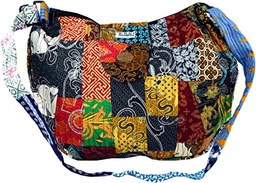 GURU SHOP Patchworktasche Bali, Herren/Damen, Mehrfarbig, Baumwolle, Size:One Size, 35x40x7 cm, Alternative Umhängetasche, Handtasche aus Stoff von GURU SHOP