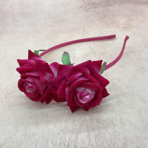 GuruEmbellish Haarband mit Rosenblüten für Hochzeit, Haarreif (Kastanienbraun) von GuruEmbellish