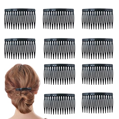 Gurxi 6 Stück Haarkamm zum Stecken Kunststoff Haarkämme mit 14 Zähnen Steckkamm Haarkämmchen French comb Haarkamm zum stecken Comb clips Vintage Dekorativer Steckkamm Haare für Mädchen Damen (Schwarz) von Gurxi