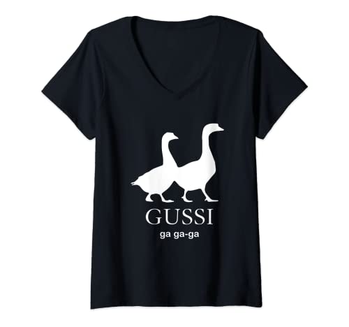 Damen Gussi Ga Ga Ga Gussi Gang Funny Goose Parody Meme T-Shirt mit V-Ausschnitt Damen Gussi Ga Ga Ga Gussi Gang Funny Goose Parody Meme T-Shirt mit V-Ausschnitt von Gussi Ga Ga Indie Design