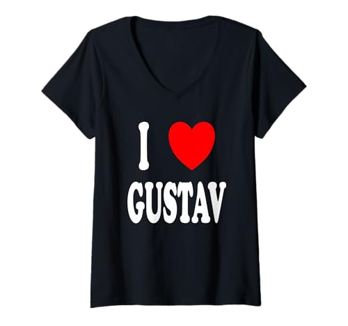 Damen Vorname Gustav I Love Gustav T-Shirt mit V-Ausschnitt von Gustav First Name Family Gifts Co.