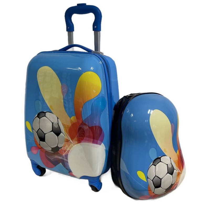 Gustav Voss Kinderkoffer Kinder Reise-Set: Trolley / Reisekoffer auf Rollen + Rucksack, 4 Rollen, Rollkoffer und Kinderrucksack im Fußball-Motiv Gustav Voss Kinderkoffer Kinder Reise-Set: Trolley / Reisekoffer auf Rollen + Rucksack, 4 Rollen, Rollkoffer und Kinderrucksack im Fußball-Motiv von Gustav Voss
