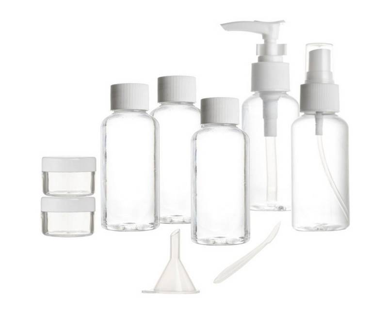 Gustav Voss Kulturbeutel 10-tlg. Set Serie CAPRI Reises-Set im Klarsichtbeutel (10-tlg., Reiseaccessoires Reiseset), nachfüllbare Kosmetikbehälter von Gustav Voss