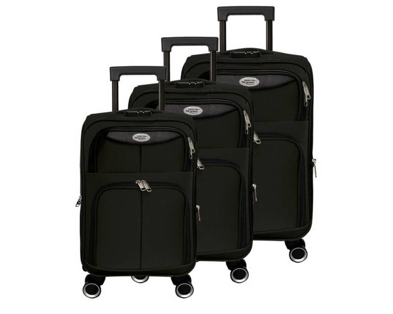 Gustav Voss Trolleyset Reisekofferset MYKONOS Reisekoffer-Set Trolley Reisetrolley, 4 Rollen, (Reisekofferset mit Leichtlauf-Rollen, 3 tlg., Softshell Kofferset), Teleskopgriff Zahlenschloss 360° Leichtlauf-Doppelrollen von Gustav Voss