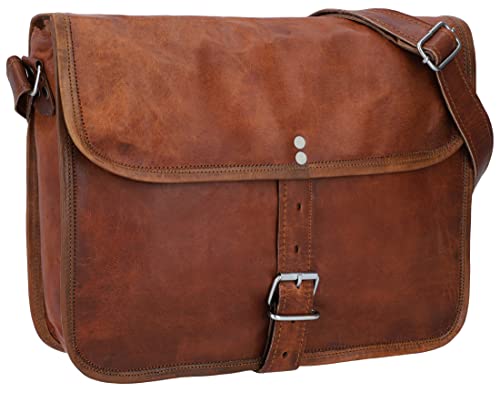 Gusti Umhängetasche Leder - Andy 11" Damen und Herren Ledertasche Collegetasche Vintage Braun Leder. von Gusti