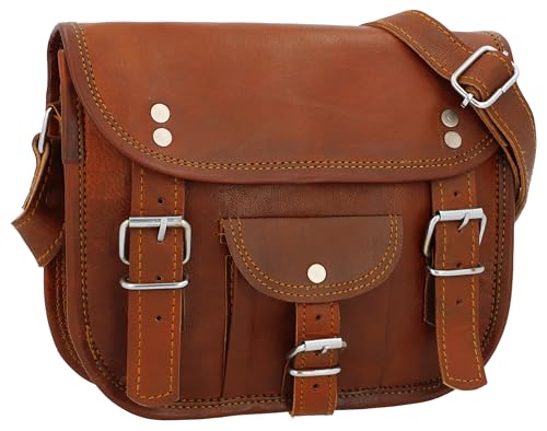 Gusti Umhängetasche Leder - "Emilia 7" Damen Herren Handtasche Ledertasche Braun von Gusti Leder nature