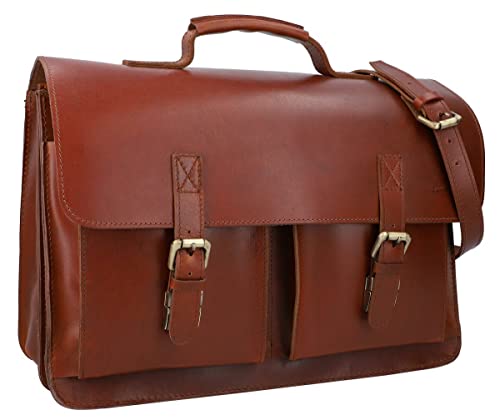 Gusti Aktentasche Leder - Amund Businesstasche Lehrertasche Unitasche Arbeitstasche Bürotasche Vintage Braun von Gusti