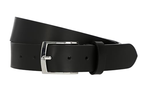 Gusti Echt Leder Gürtel - Kaj Ledergürtel mit silbernen Schnalle Belt Businessgürtel Arbeitsgürtel Schlicht Damen Herren Schwarz 105 cm von Gusti