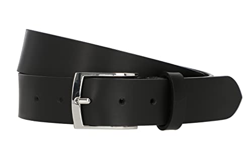 Gusti Echt Leder Gürtel - Kaj Ledergürtel mit silbernen Schnalle Belt Businessgürtel Arbeitsgürtel Schlicht Damen Herren Schwarz 110cm von Gusti