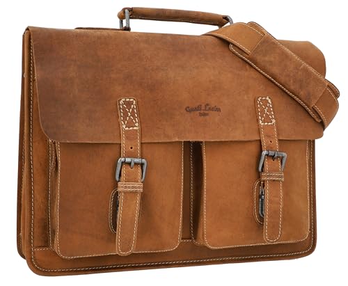 Gusti Fahrradtasche Leder- Marc Umhängetasche Riementasche Schultertasche Businesstasche Messenger Bag Arbeitstasche Ledertasche wasserfest Braun Leder von Gusti