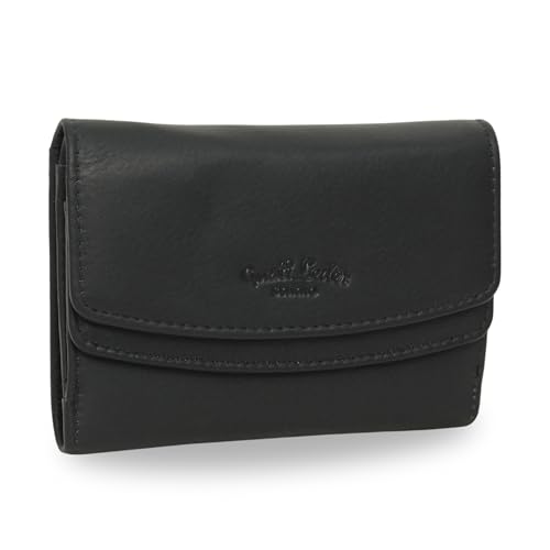 Gusti Geldbörse Leder- Asmund Damen Geldbörse Portemonnaie Brieftasche Geldbeutel Vintage Schwarz Leder von Gusti