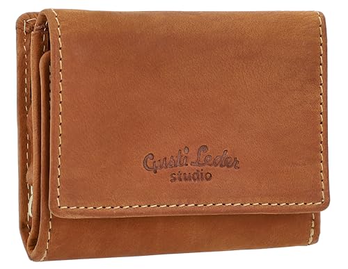 Gusti Geldbörse Leder - August Portemonnaie mit RFID Schutz Brieftasche Braun Leder von Gusti