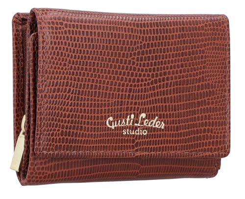 Gusti Geldbörse Leder - August Portemonnaie mit RFID Schutz Brieftasche Braun Leder von Gusti