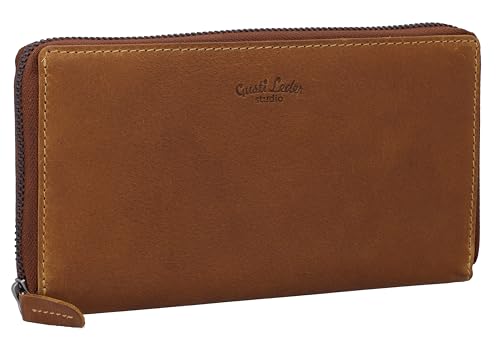 Gusti Geldbörse Leder - Cara Portemonnaie Geldbeutel Kartenetui Vintage Damen Braun Leder von Gusti
