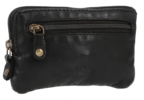 Gusti Geldbörse Leder - Erth Portemonnaie Kartenetui Schlüsselanhänger Schlüsseletui Herren Damen Schwarz Leder von Gusti