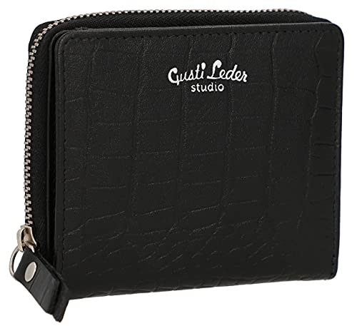 Gusti Geldbörse Leder - Henrietta Kartenhülle Kartenhalter Kartenetui Brieftasche klein Damen Leder (Schwarz1) von Gusti