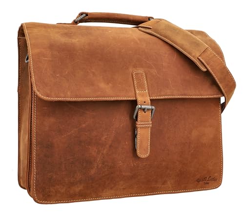 Gusti Gepäckträgertasche Leder - Peter S. Aktentasche Fahrradtasche 2in1 Lehrertasche Bürotasche Arbeitstasche Ledertasche Vintage Leder von Gusti