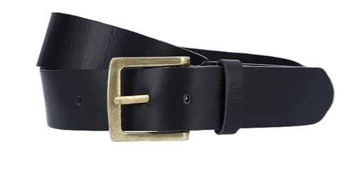Gusti Gürtel Leder - Jori schlichter Ledergürtel mit goldener Schnalle Accessoires Herren Damen Unisexgürtel Schwarz Leder von Gusti